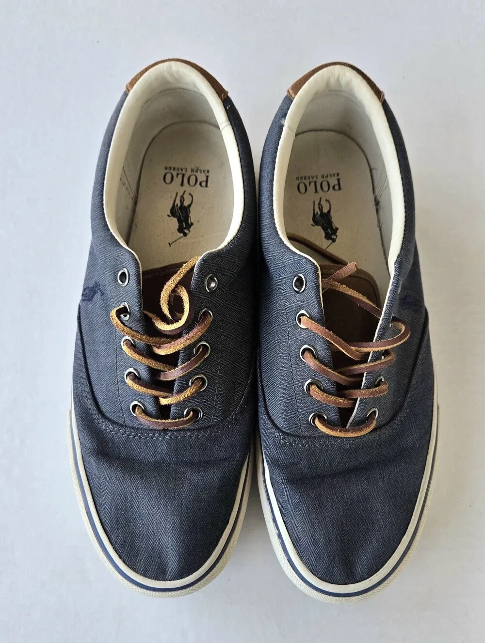 Polo Ralph Lauren Keaton Pony Men's Size 10 Sneakers Chambray Navy Blue Low Top